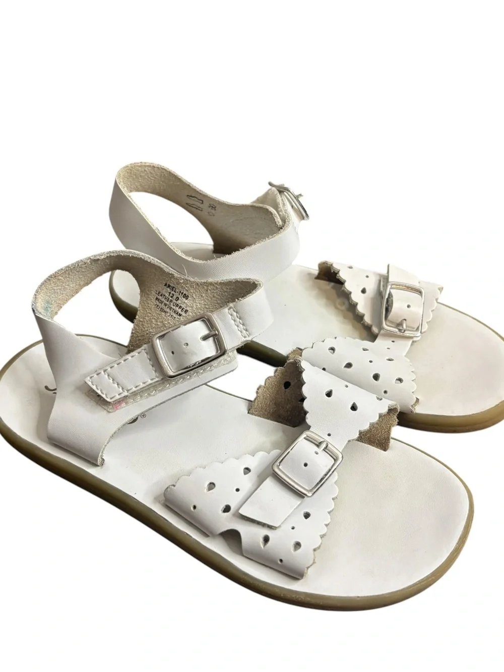 Footmates Ariel White Girls Sandal Leather Size 12 Summer.